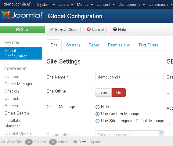 joomla30 screen back