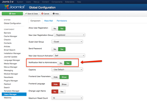 Notification Mail to Administrators