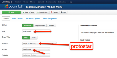 User Menu Module